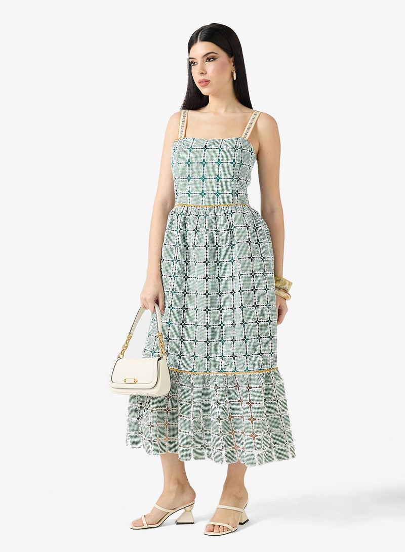 Just Me Printed Strappy Tiered Dress - Image 4